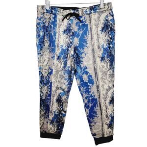 NWT Gary Graham GARYGRAHAM422 UNISEX Patched Pants Blue Floral Stripe M